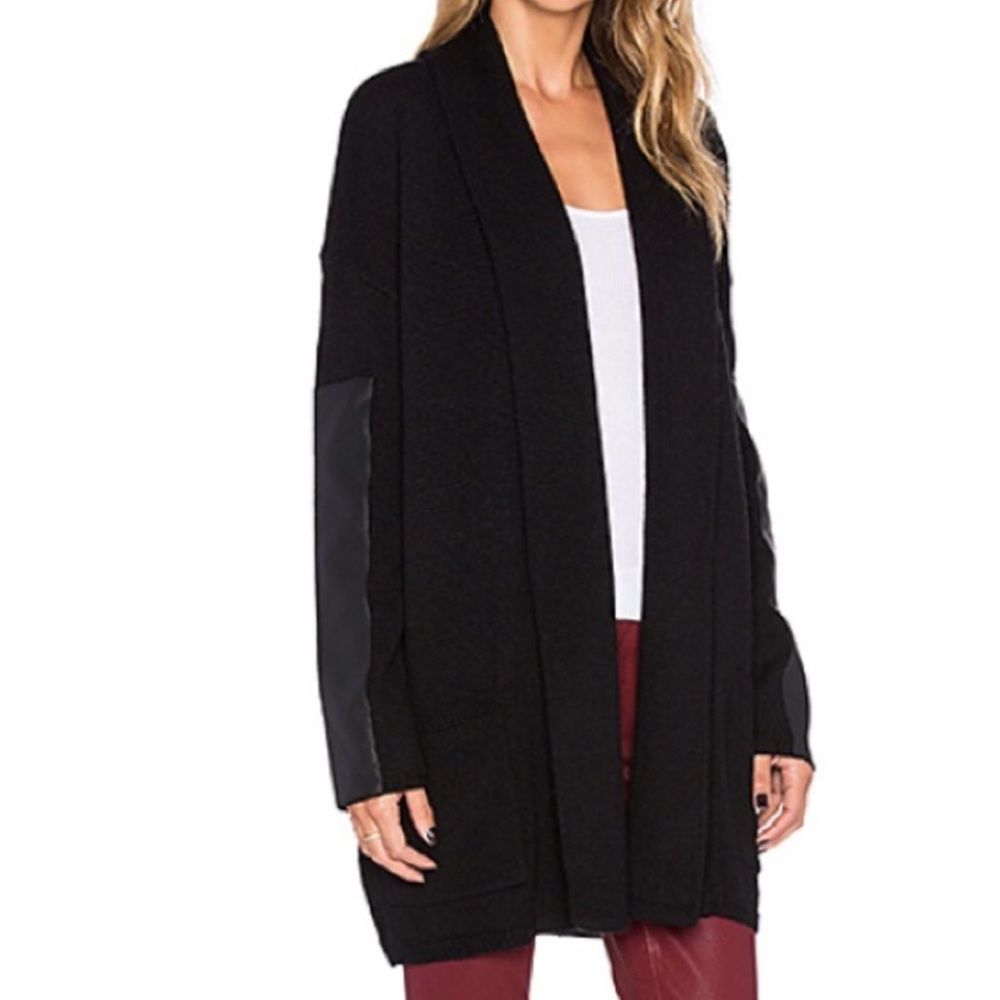 BCBG Max Azria Katriney Leather Blocked Cardigan